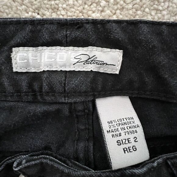 Chico's Platinum Boot Cut Fit Jeans The Ultimate Fit Black Chicos Size 2 Reg - Picture 3 of 7